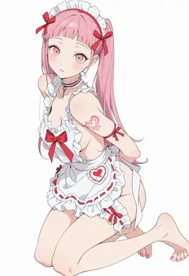 Cute Pink Haired Maid in Apron