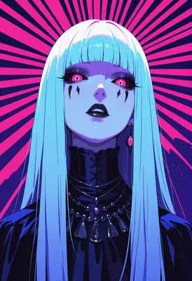 Neon Goth Queen with Glowing Eyes