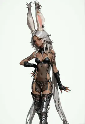 Elegant Bunny Warrior in Dark Armor