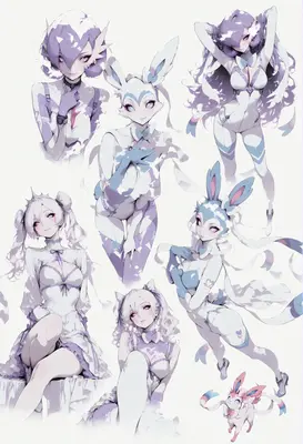 Ethereal Sylveon Inspired Character Design Sheet
