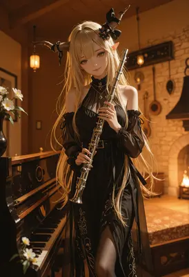 Elegant Elf Musician With Silver Flute