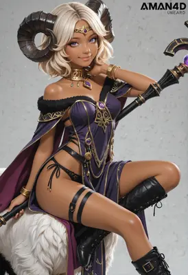 Elegant Ram Horned Sorceress