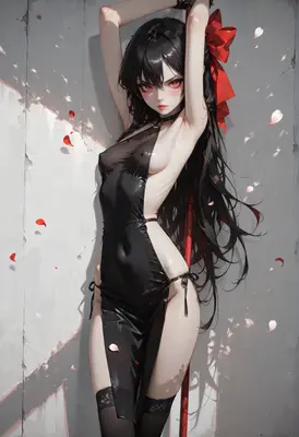 Enigmatic Beauty in Black Silk