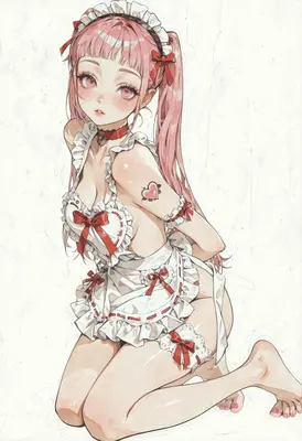 Pink Haired Maid Heart Motif