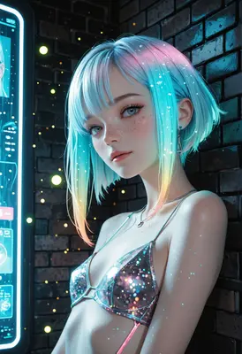 Neon Iridescent Cyberpunk Portrait