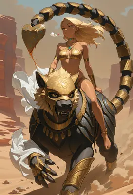 Desert Queen Riding Her Armored Beast