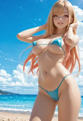 Sunlit Blonde Beauty at the Beach