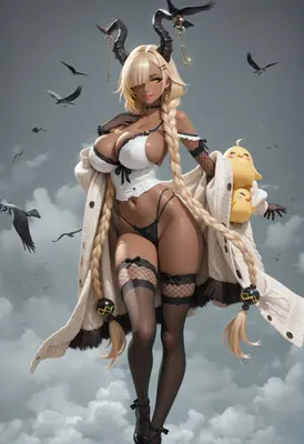 Demon Girl With Braided Blonde Hair