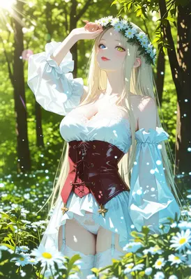 Blonde Maiden in a Sunny Forest