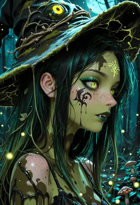 Enchanted Forest Swamp Witch Portrait