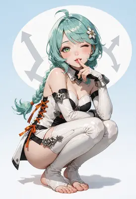 Playful Anime Girl with Mint Hair