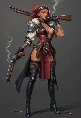 Fiery Pirate Gunslinger with Smoking Cigar