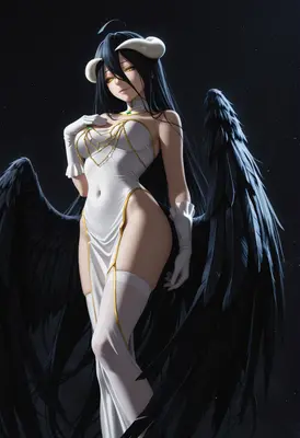 Albedo from Overlord in White Dress