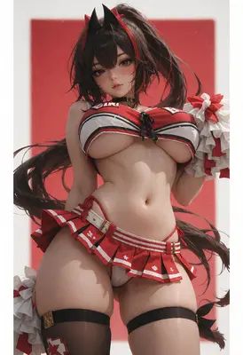Cheerleader with Red and White Outfit