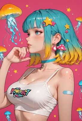 Dreamy Girl With Cosmic Jellyfish