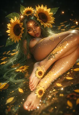 Radiant Sunflower Goddess of the Water
