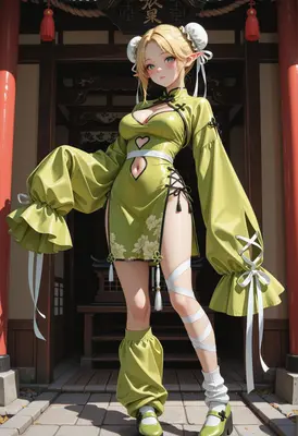 Elf Maiden in Lime Qipao