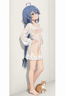 Blue Haired Girl in Sheer Lingerie