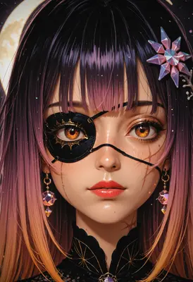 Mystical Girl with Golden Eye Patch