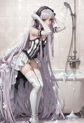 Gothic Maid Taking A Refreshing Shower
