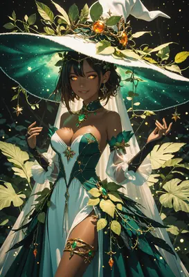 Enchanting Forest Witch in Emerald Attire