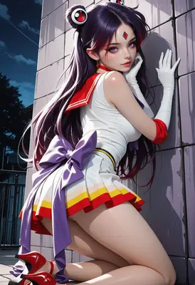 Sailor Guardian Posing Against Wall