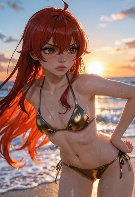 Red Haired Beauty at Sunset Beach