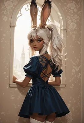 Bunny Girl Looking Out the Window