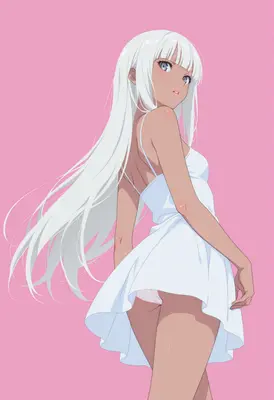 Graceful Beauty in White Dress
