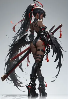 Fallen Angel Warrior with Dual Katanas