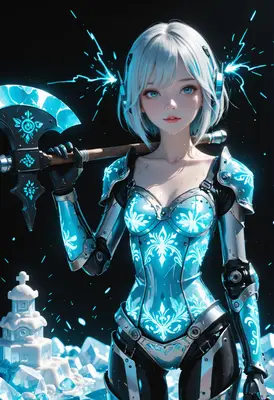 Frost Knight with Glowing Battle Axe