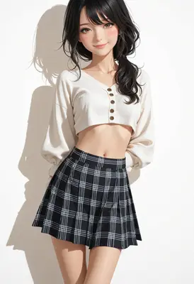 Cute Girl in Plaid Skirt