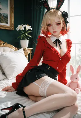 Elegant Bunny Girl in Red