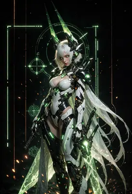 Cybernetic Warrior with Neon Energy Blades