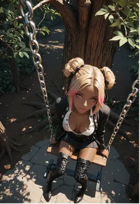 Blonde Anime Girl on a Swing
