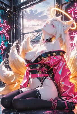 Ethereal Kitsune in Neon Lights