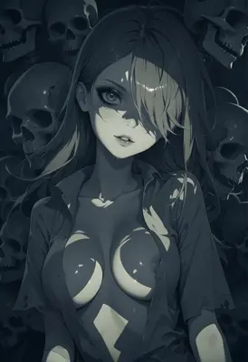 Gothic Beauty Amidst A Sea Of Skulls