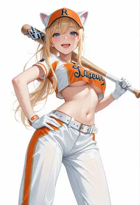 Sweaty Cat Girl Baseball Player