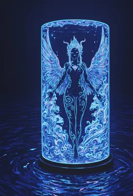 Ethereal Angel Sealed in Neon Glass