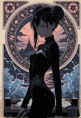Gothic Sorceress in Art Nouveau Style