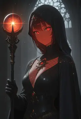 Dark Enchantress With Glowing Staff
