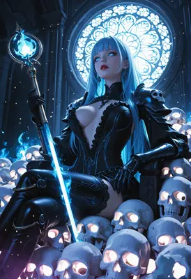 Necromancer Queen on a Skull Throne