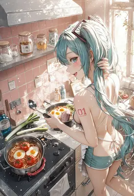 Cooking Breakfast with Miku