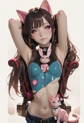 Cute Cat Girl with Bunny Friend