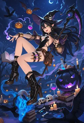 Enchanting Witch of the Halloween Night