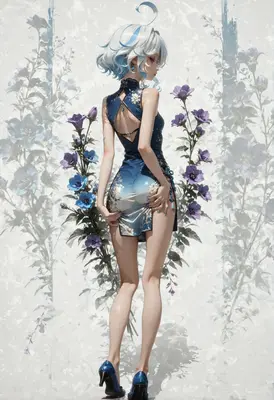 Ethereal Beauty in Blue Floral Cheongsam