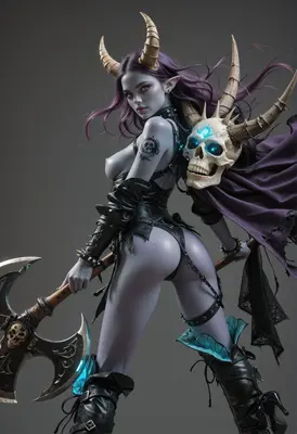 Demonic Warrior with Cursed Skull Axe