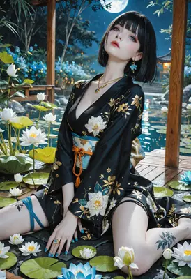 Moonlit Lotus Garden Serenity