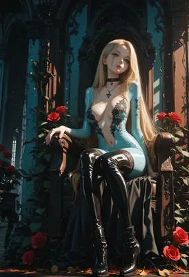 Gothic Queen in Latex and Roses
