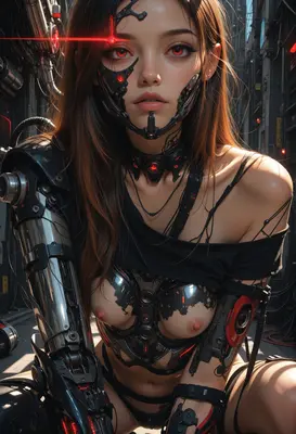 Cybernetic Assassin in Urban Alleyway